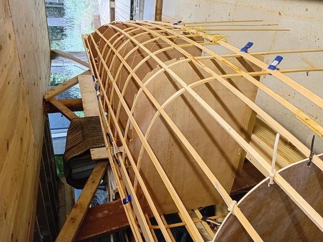 Ribs going on with clamps